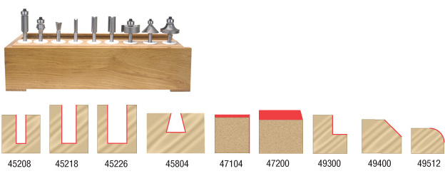 Amana, Amana AMS-111 11-Piece 1/4" Shank Router Bit Set