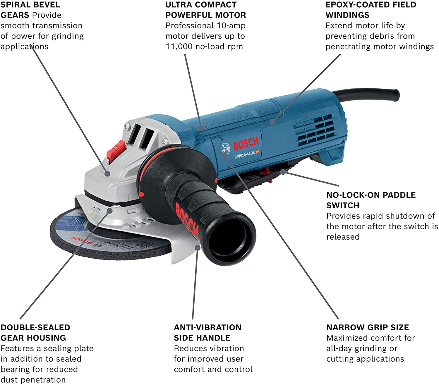 Bosch, Bosch GWS10-45DE 4-1/2" Angle Grinder