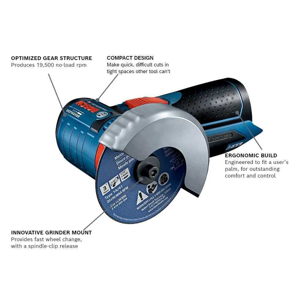 Bosch, Bosch GWS12V-30N 12V Max Brushless 3" Angle Grinder (Tool Only)