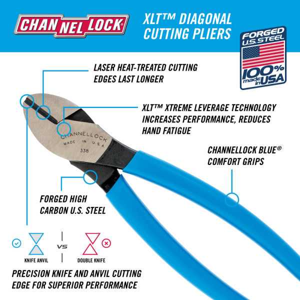 Channellock, Channellock 338 8" XLT Diagonal Cutting Pliers