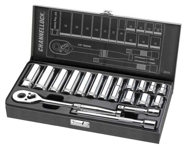 Channellock, Channellock 38182 18 Pc 3/8" Metric Drive Socket Set