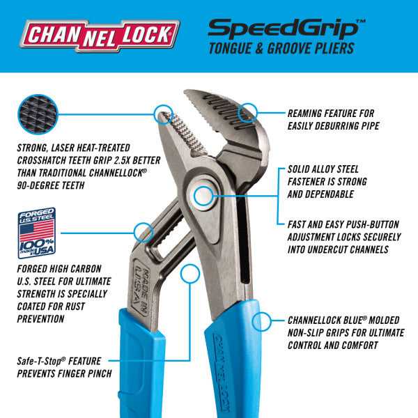 Channellock, Channellock 430X 10" SPEEDGRIP Straight Jaw Tongue & Groove Pliers