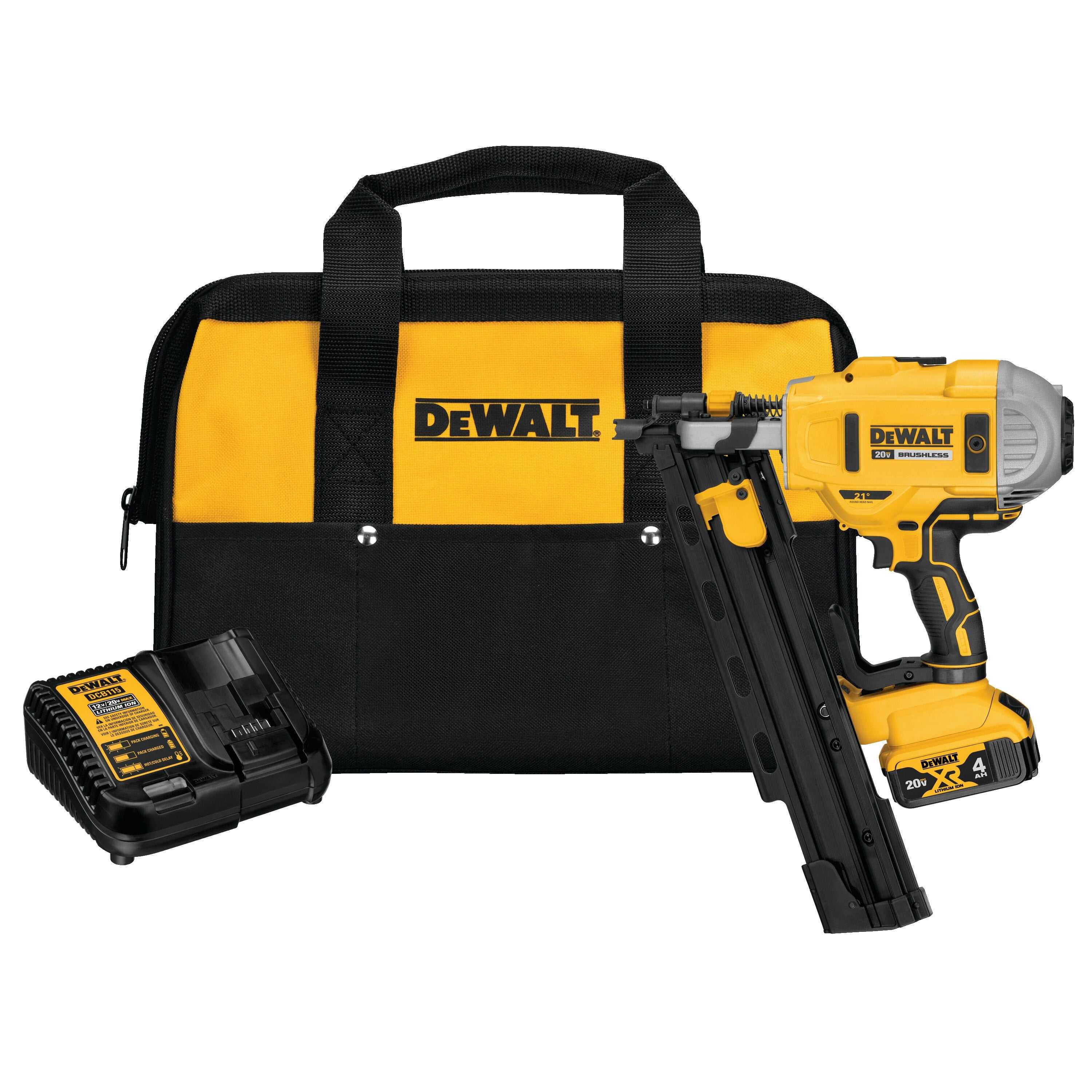 DeWalt, DeWalt DCN21PLM1 20V MAX 21° Plastic Collated Cordless Framing Nailer Kit