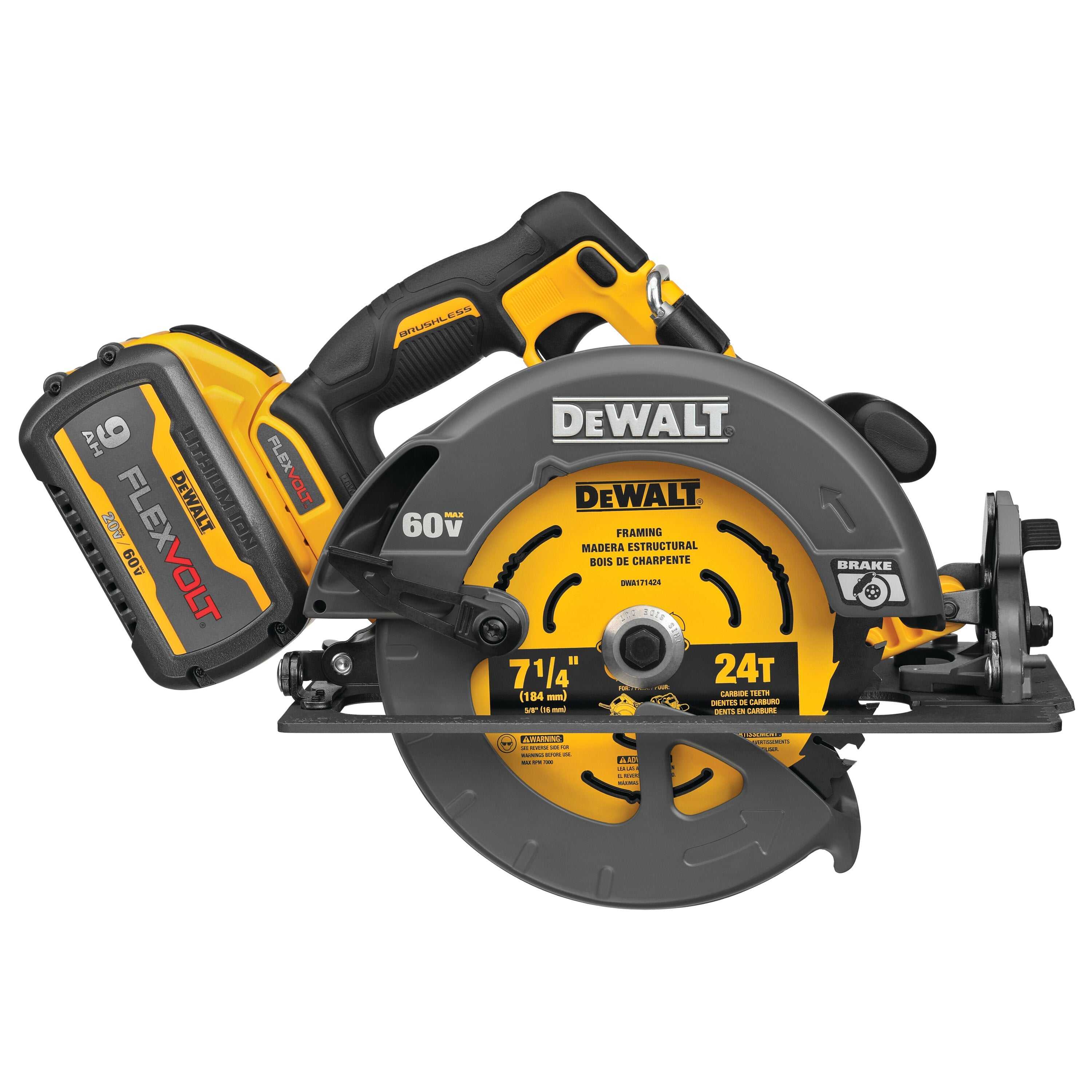 DeWalt, DeWalt DCS578X1 Flexvolt 60V MAX Brushless 7-1/4" Cordless Circular Saw Kit with Brake