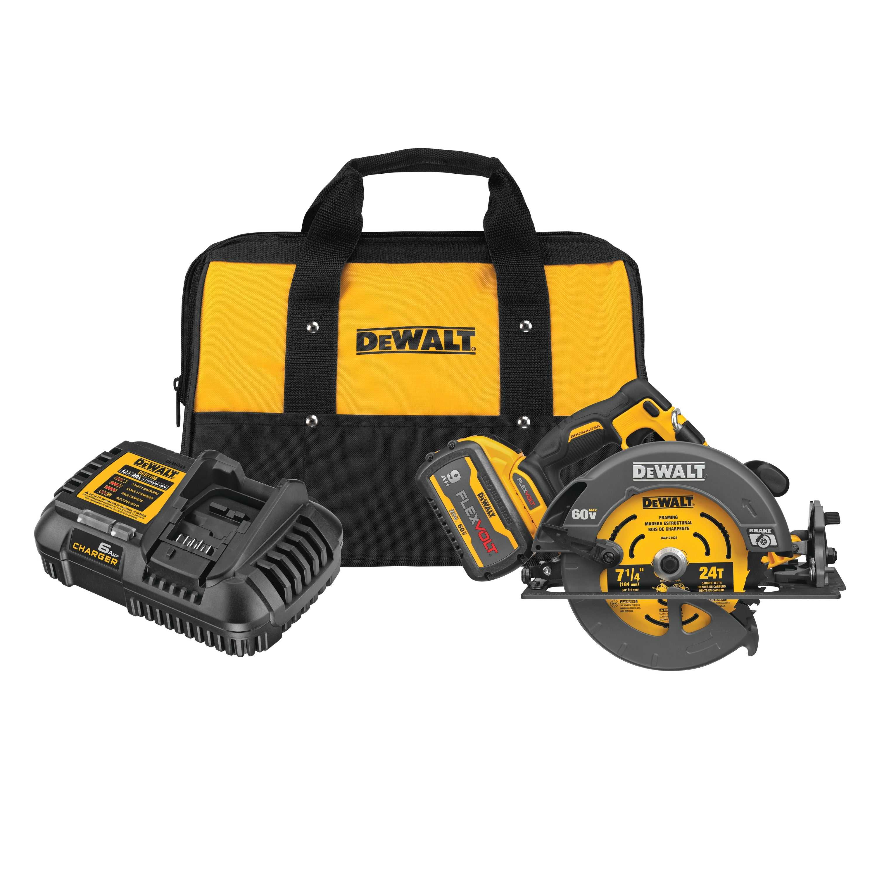 DeWalt, DeWalt DCS578X1 Flexvolt 60V MAX Brushless 7-1/4" Cordless Circular Saw Kit with Brake