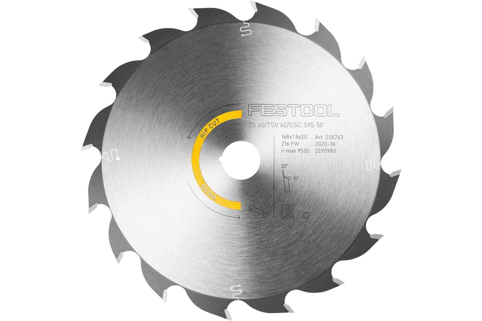 Festool, Festool 205770 WOOD RIP CUT HW 168mm Saw Blade