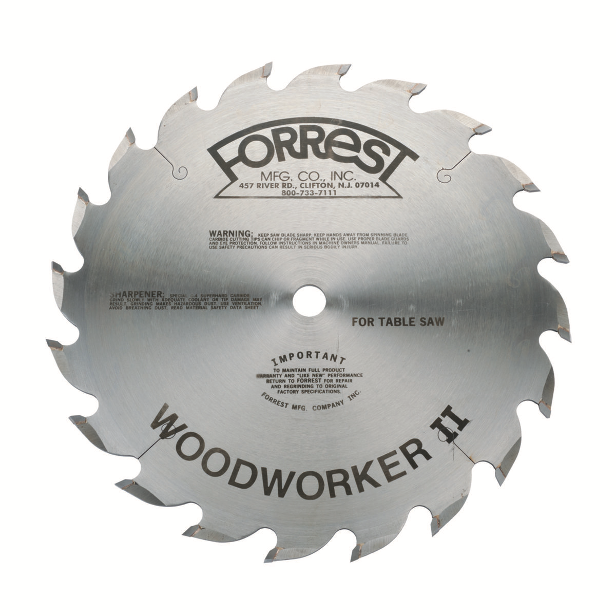 Forrest, Forrest WW10206125 10" Customized Woodworker II Saw Blade