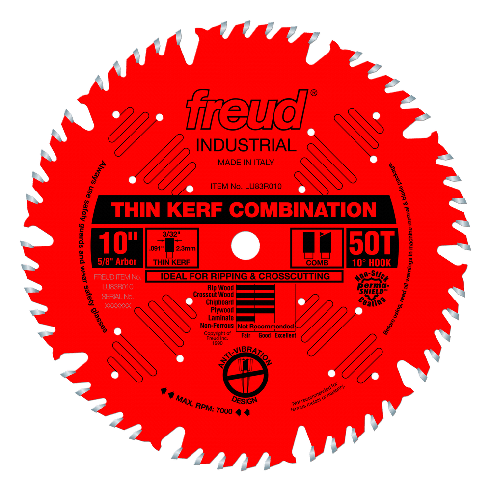 Freud, Freud LU83R010 10" Coated Thin Kerf Combination Blade