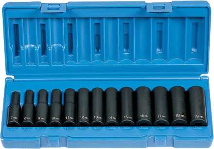 Grey, Grey Pneumatic 1213MD 3/8" Impact Socket Set