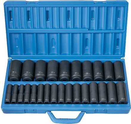 Grey, Grey Pneumatic 1326MD 1/2" Impact Socket Set