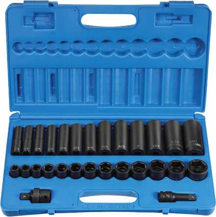 Grey, Grey Pneumatic 1328RD 1/2" Impact Socket Set