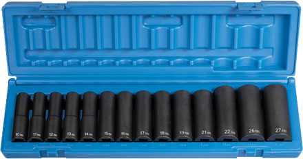 Grey, Grey Pneumatic 1412MD 1/2" Impact Socket Set