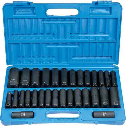 Grey, Grey Pneumatic 1512DM 1/2" Impact Socket Set