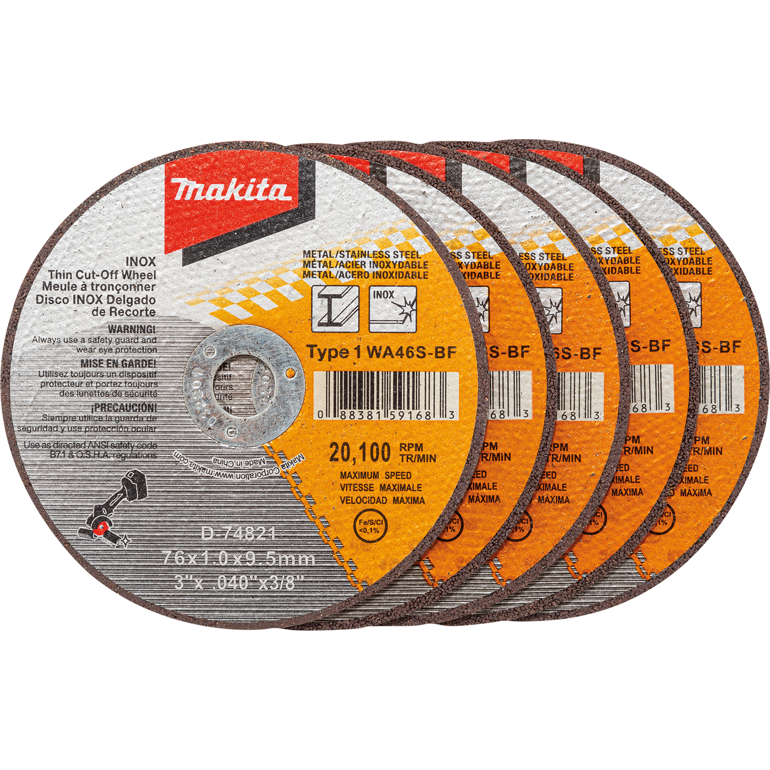 Makita, Makita D-74821-5 3" General Purpose Thin Cut-Off Wheel 5 Pack