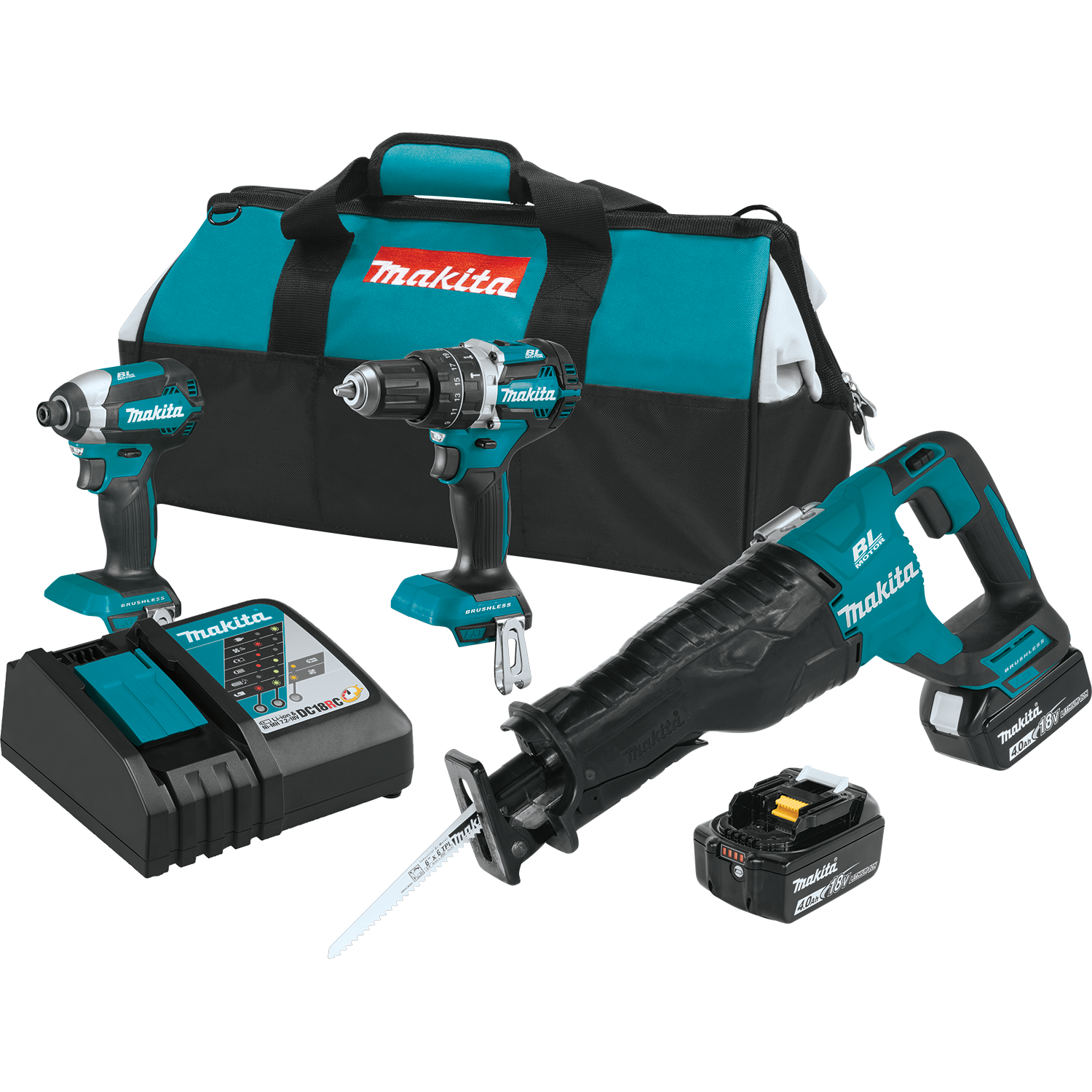 Makita, Makita XT328M 18 Volt LXT 3-Tool Brushless Cordless Combo Kit