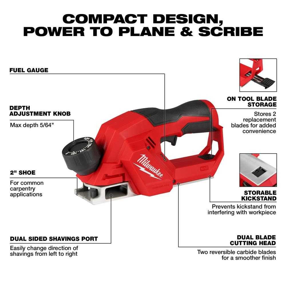 Milwaukee, Milwaukee 2524-20 M12 Cordless 2" Planer (Tool Only)