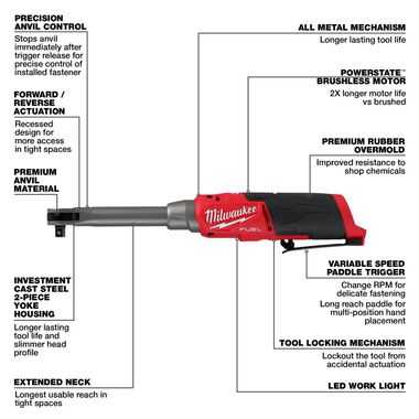 Milwaukee, Milwaukee 2569-20 3/8" Extended Reach High Speed Ratchet (Tool Only)