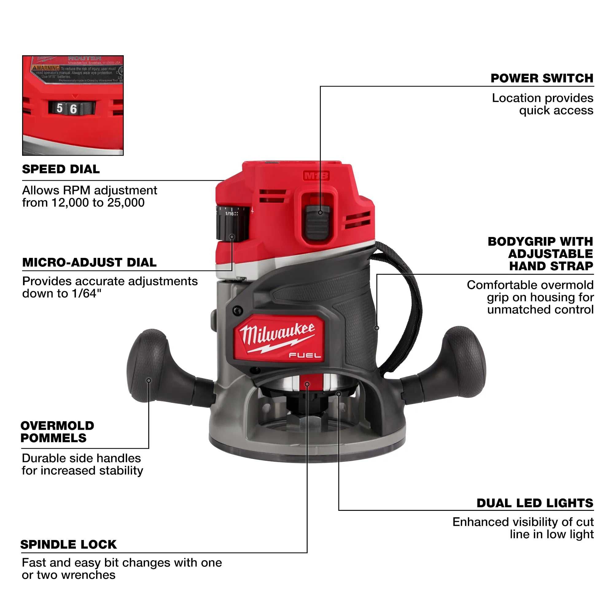 Milwaukee, Milwaukee 2838-20 M18 Fuel 1/2" Router (Tool Only)