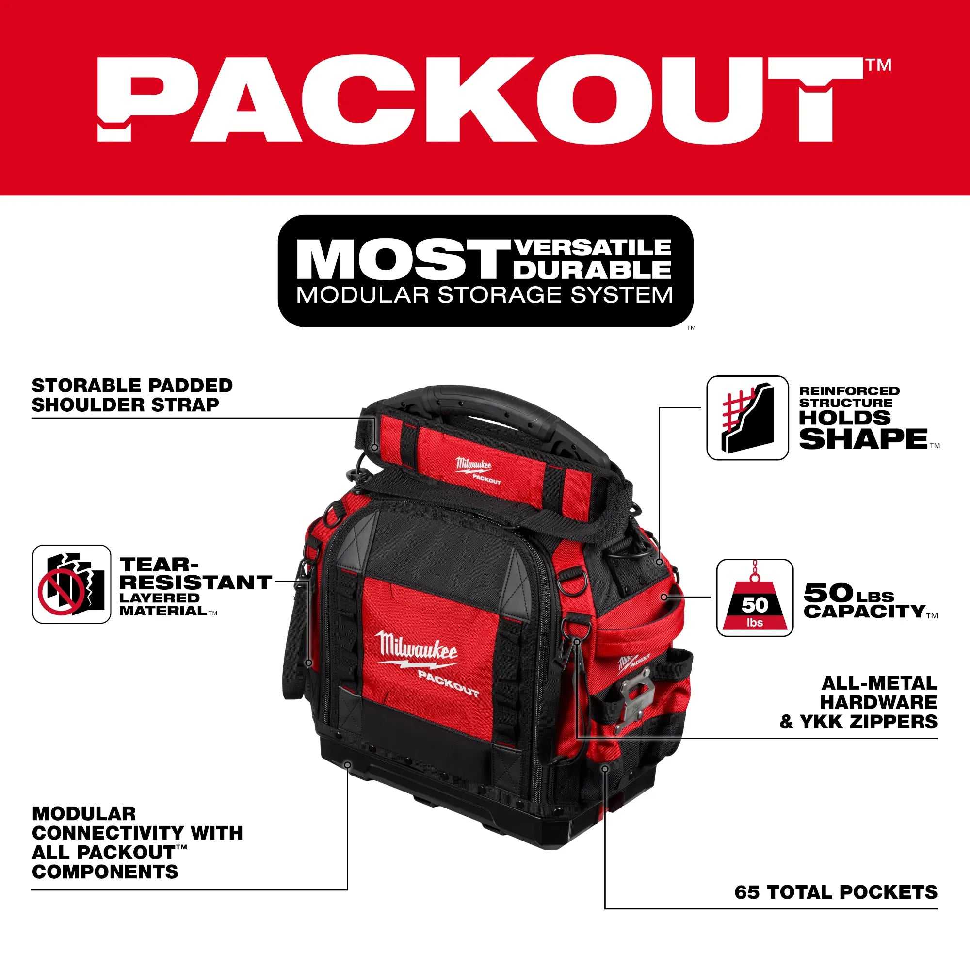 Milwaukee, Milwaukee 48-22-8316 PACKOUT 15" Structured Tool Bag