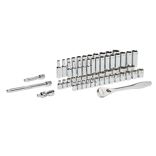 Milwaukee, Milwaukee 48-22-9008 3/8" Drive 56pc Ratchet & Socket Set - SAE & Metric