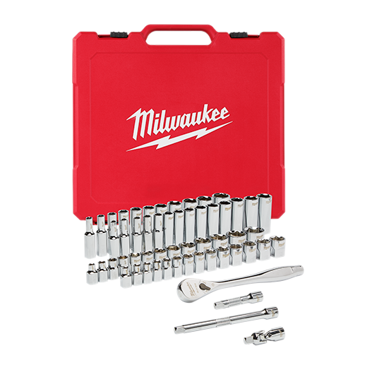 Milwaukee, Milwaukee 48-22-9008 3/8" Drive 56pc Ratchet & Socket Set - SAE & Metric