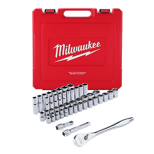 Milwaukee, Milwaukee 48-22-9010 1/2" Drive 47pc Ratchet and Socket Set - SAE & Metric