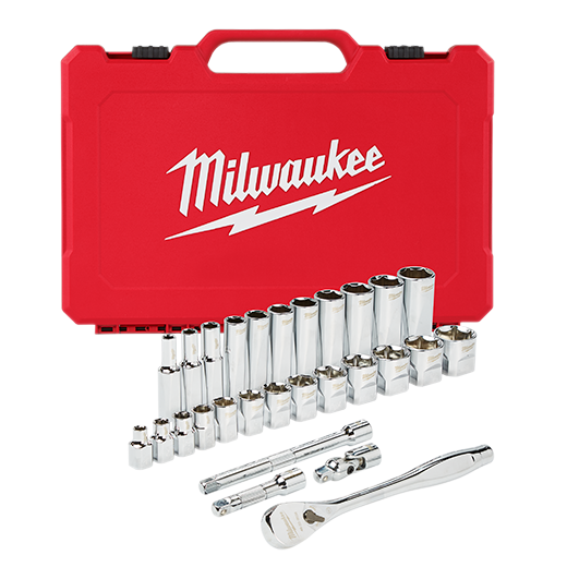 Milwaukee, Milwaukee 48-22-9408 3/8" Drive 28pc Ratchet & Socket Set - SAE