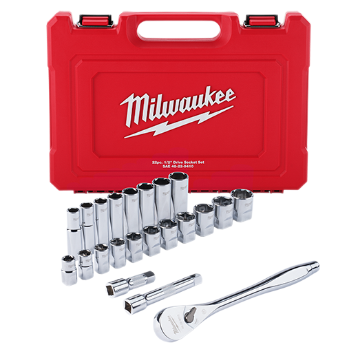 Milwaukee, Milwaukee 48-22-9410 1/2" Drive 22pc Ratchet & Socket Set - SAE