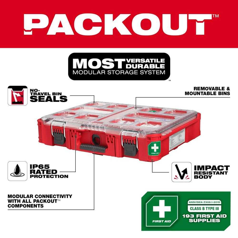 Milwaukee, Milwaukee 48-73-8430C PackOut 193 Pc Class B Type III First Aid Kit