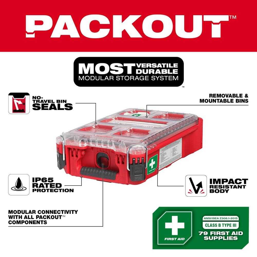 Milwaukee, Milwaukee 48-73-8435C PackOut 79 Pc Class A Type III First Aid Kit