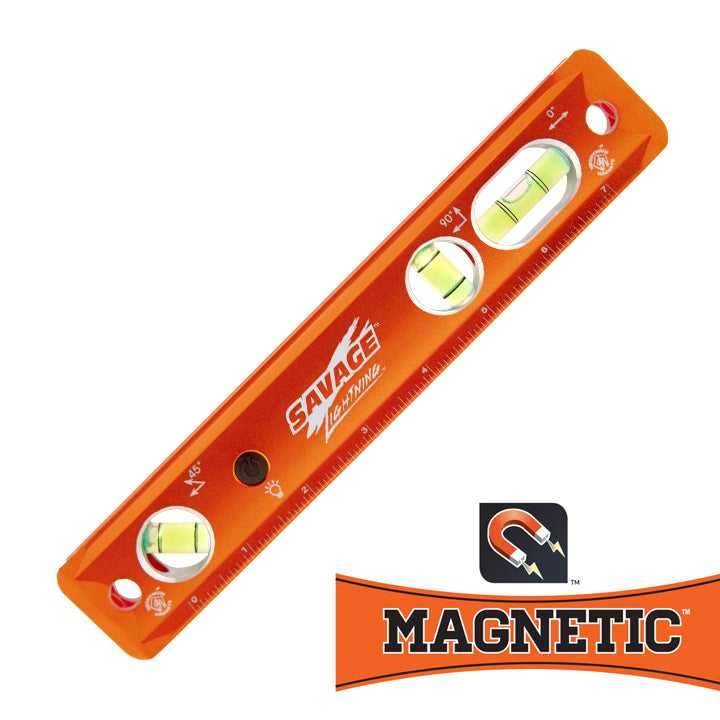 Swanson, Savage TLL049M Lightning 9" Lighted Magnetic Aluminum Torpedo Level