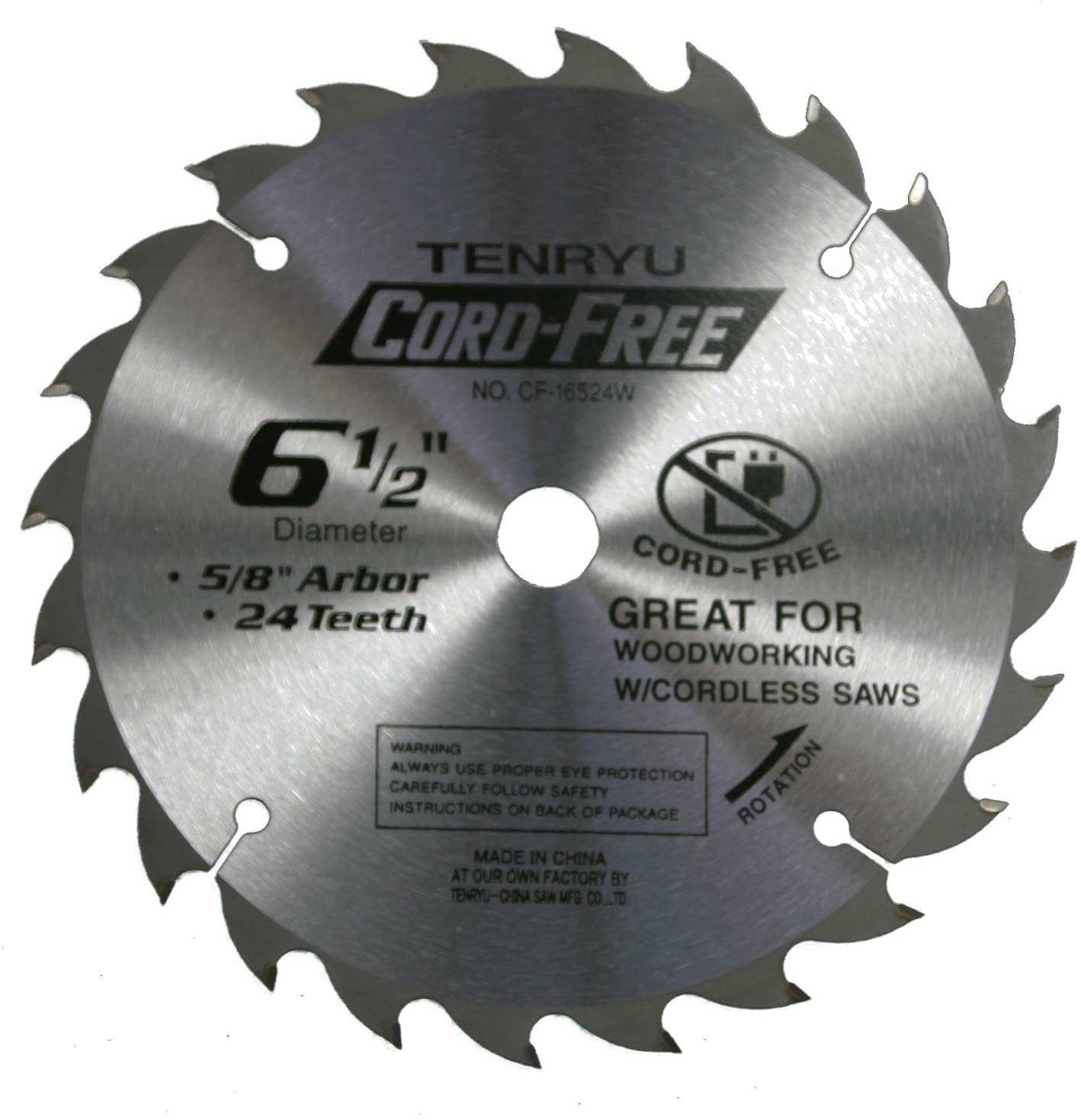 Tenryu, Tenryu CF-16524W 6-1/2" Cord-Free Series Wood -Cutting Saw Blade