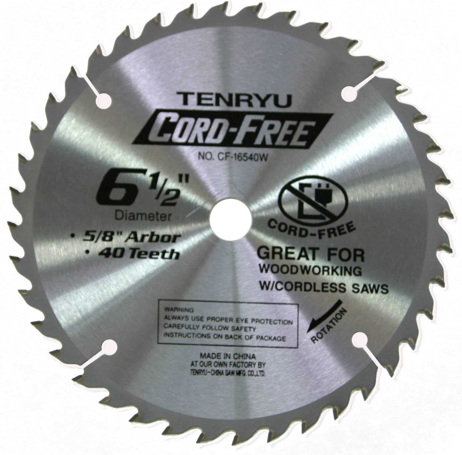 Tenryu, Tenryu CF-16540W 6-1/2" Cord-Free Series Wood -Cutting Saw Blade