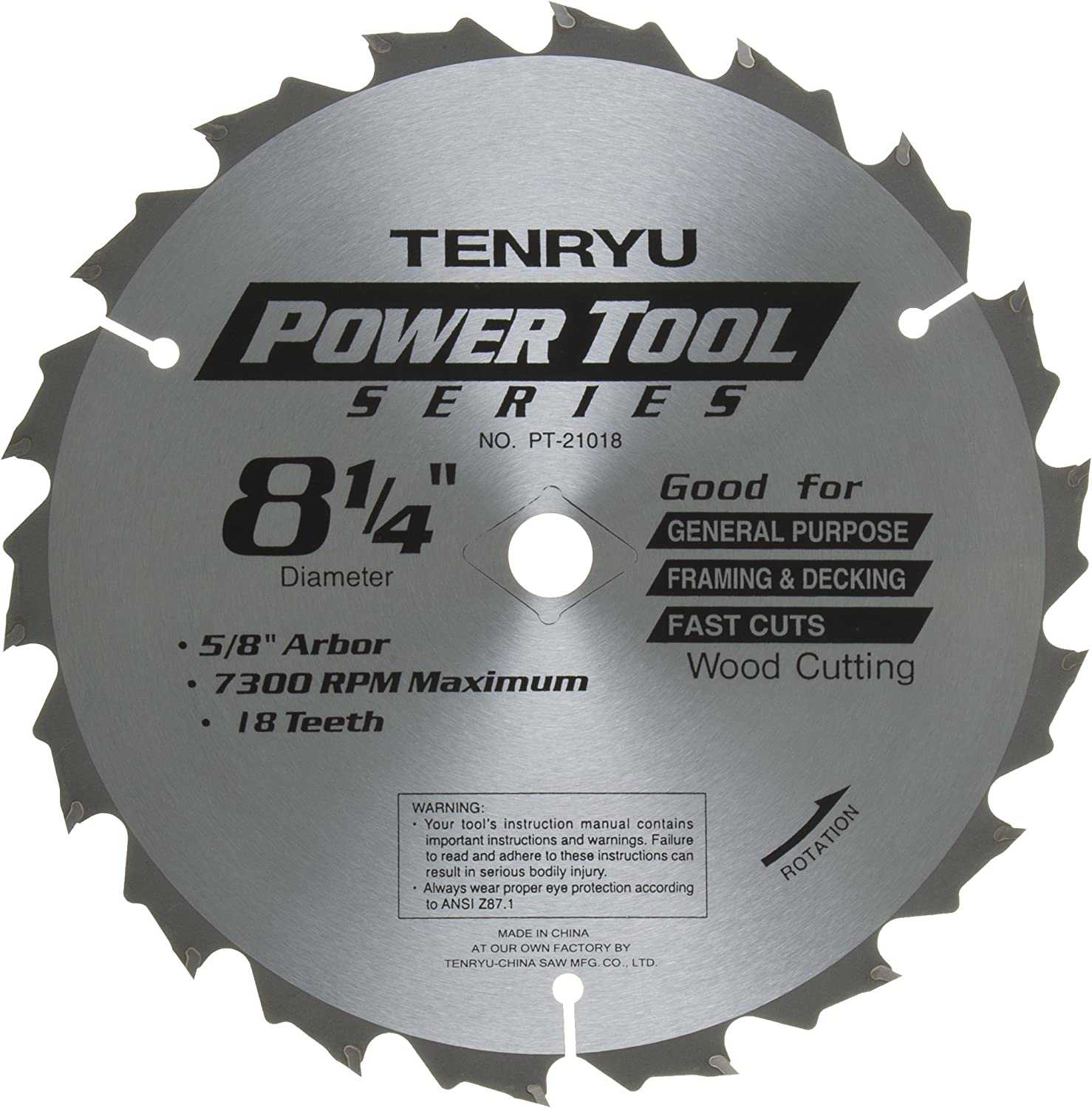 Tenryu, Tenryu PT-21018 8-1/4" Carbide Tipped Circular Saw Blade